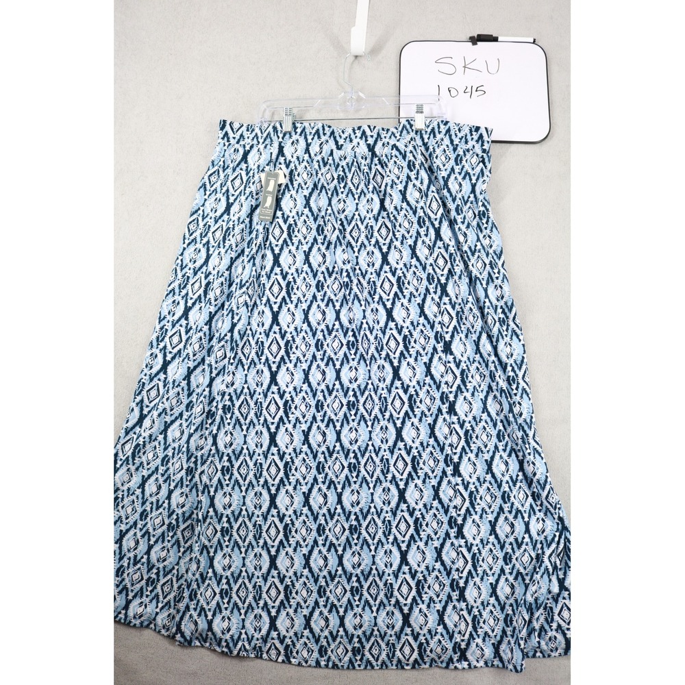 Terra & Sky Maxi Skirt Womens 2X Blue Diamond Geometric NEW